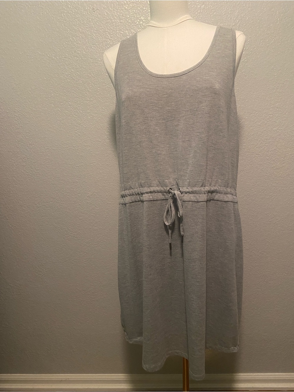 Casual Sleeveless Drawstring Waist Dress - Light Gray activewear